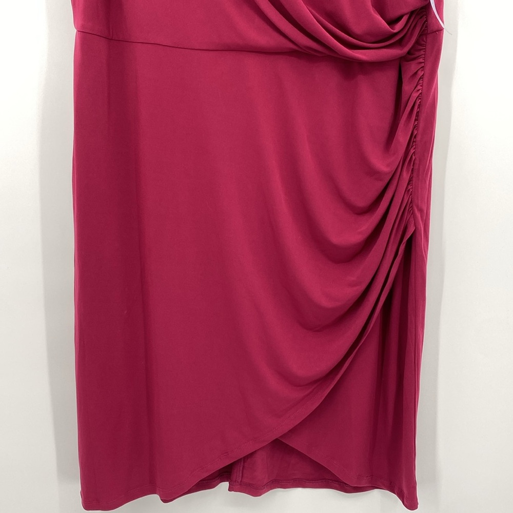 London Times Plum Purple Asymmetrical Shirred Tulip Dress Size 22W - Picture 5 of 9